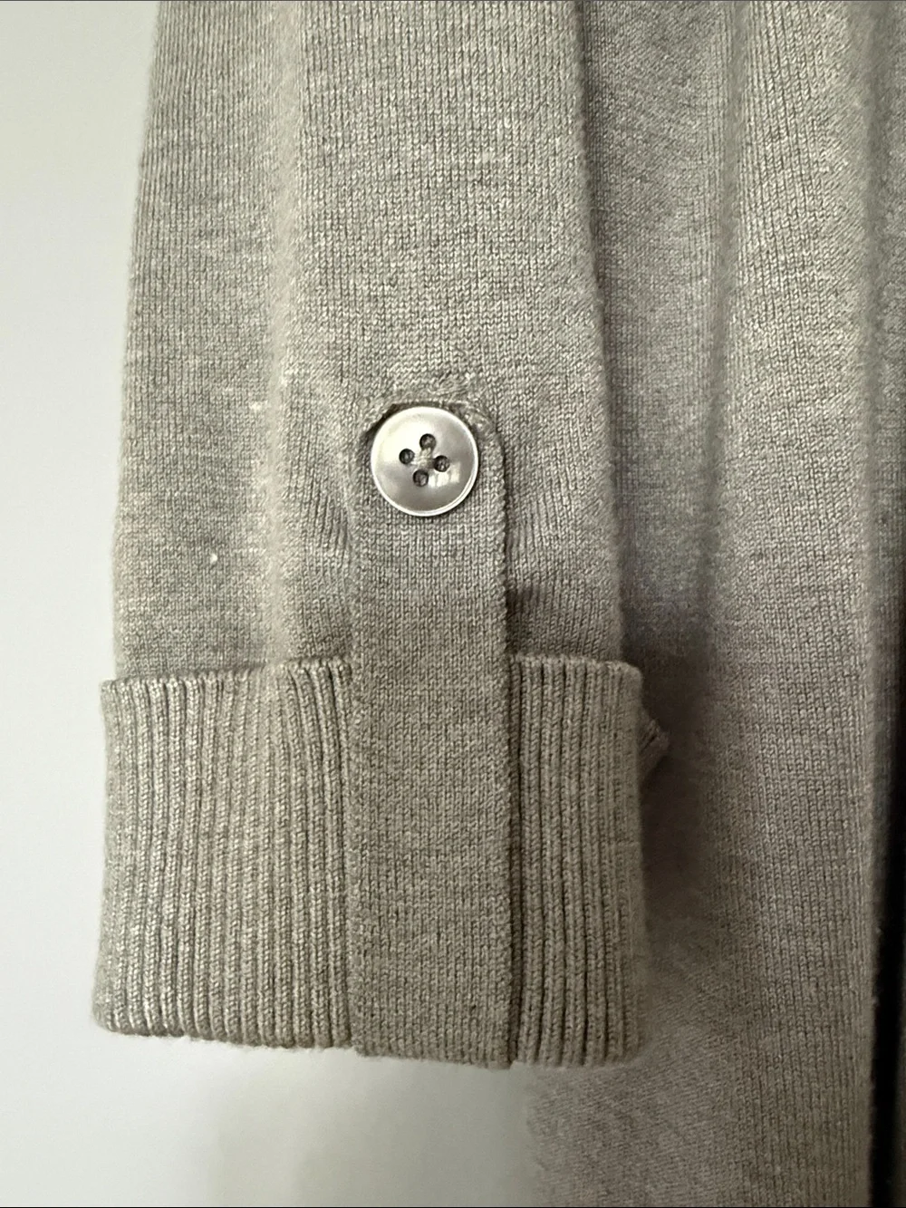 Laura Ashley Gray Open Front Roll-Tab Cardigan